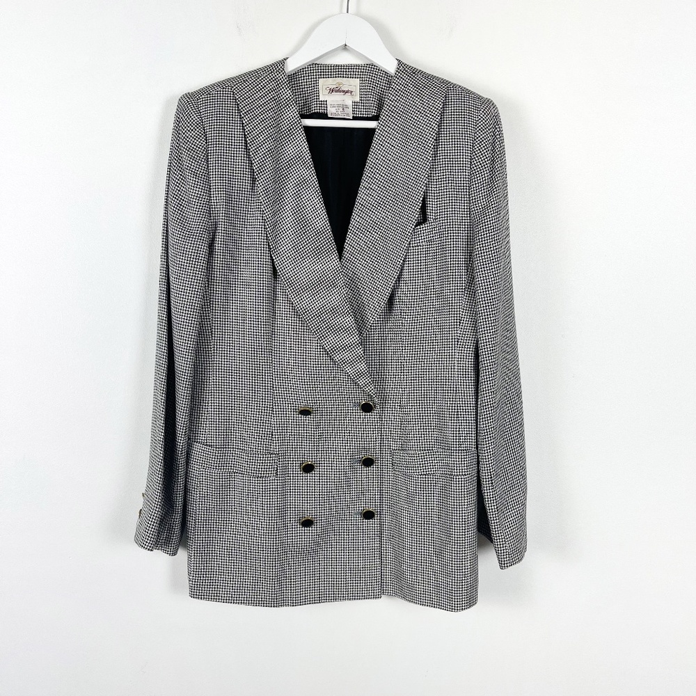 Vintage Worthington Houndstooth Rayon Blazer 8